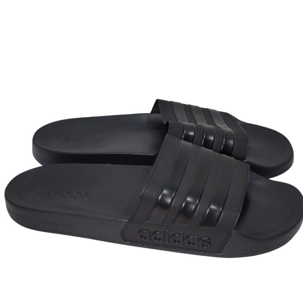 Adidas Adilette Slides Mens Size 18 Black 3 Stripe Shoes Sandals Beach Water NEW
